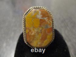 RARE STONE Fred Harvey Era Vintage Navajo Sterling Silver Octagon Ring Size 8