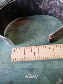 RARE WOW ANTIQUE NAVAJO STERLING FRED HARVEY Arrow CUFF TURQUOISE Whirling log