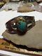 Rare Wow Antique Navajo Sterling Fred Harvey Snake Cuff Turquoise Old Stone