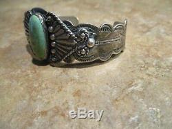 REAL OLD 1920's Fred Harvey Era Navajo 900 Coin Silver Turquoise Bracelet