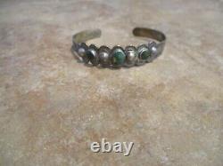 REAL OLD 1920's Fred Harvey Era Navajo Coin Silver Cerrillos Turquoise Bracelet