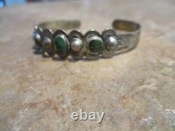 REAL OLD 1920's Fred Harvey Era Navajo Coin Silver Cerrillos Turquoise Bracelet
