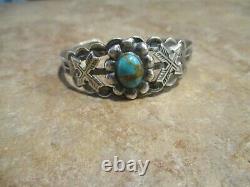 REAL OLD Fred Harvey Era NAVAJO INDIAN HANDMADE Coin Silver Turquoise Bracelet