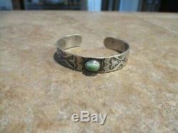 REAL OLD Fred Harvey Era Navajo COIN Silver Turquoise WHIRLING LOG Bracelet