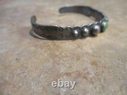 REAL OLD Fred Harvey Era Navajo Graduated Sterling Turquoise Dome Bracelet