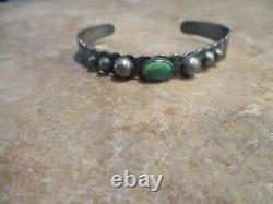 REAL OLD Fred Harvey Era Navajo Graduated Sterling Turquoise Dome Bracelet