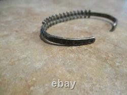 REAL OLD Fred Harvey Era Navajo Sterling RAINDROP ROW Bracelet with Great Patina