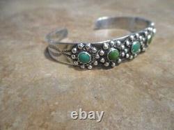 REAL OLD Fred Harvey Era Navajo Sterling Silver FIVE TURQUOISE Concho Bracelet