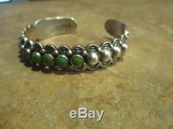 REAL OLD Fred Harvey Era Navajo Sterling Silver Turquoise DOME Row Bracelet