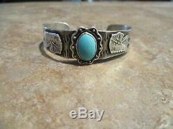 REAL OLD Fred Harvey Era Navajo Sterling Silver Turquoise INDIAN HEAD Bracelet