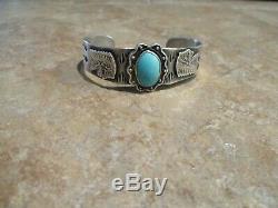 REAL OLD Fred Harvey Era Navajo Sterling Silver Turquoise INDIAN HEAD Bracelet