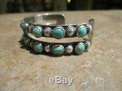 REAL SCARCE OLD Fred Harvey Era Navajo Sterling Silver Turquoise ROW Bracelet