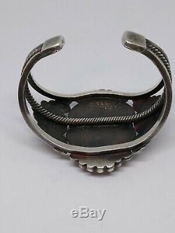 Rare 1930 Sterling Silver Turquoise Petrified Wood Cuff Bracelet Fred Harvey Era
