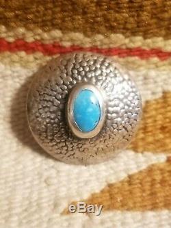 Rare Fred Harvey Era Old Pawn Navajo Sterling Silver & Turquoise Scarf Slide Pin