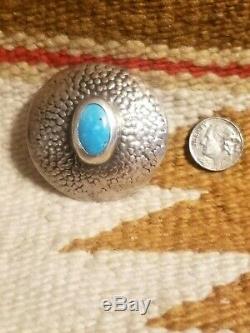 Rare Fred Harvey Era Old Pawn Navajo Sterling Silver & Turquoise Scarf Slide Pin