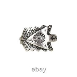 Rare Old Fred Harvey Era Navajo Coin Silver Arrow Cigar Band Ring Sz 5