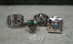 Rare Vintage Navajo Fred Harvey Era Silver Turquoise Native American Poison Ring