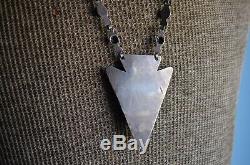Rare Vintage Navajo Fred Harvey Silver Turquoise Native Arrowhead Necklace Old