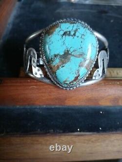Rare Wow Navajo Sterling Fred Harvey Snake Cuff. #8 Turquoise Nice Looker