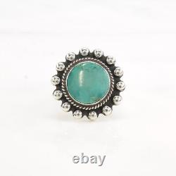 Ring Fred Harvey Era Silver Turquoise Circle Sterling Size 6 3/4