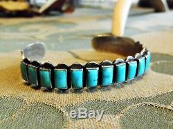 SALE Early Fred Harvey Silver Rare Rectangular Turquoise Row Cuff Bracelet