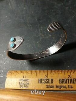 SALE! RARE WOW ANTIQUE NAVAJO STERLING FRED HARVEY SNAKE CUFF Turquoise eyes