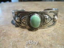SCARCE OLD 1920's Fred Harvey Era Coin Silver Turquoise WHIRLING LOG Bracelet