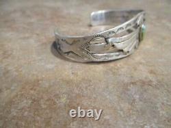 SCARCE OLD Fred Harvey Navajo Sterling Turquoise APPLIED THUNDERBIRD Bracelet