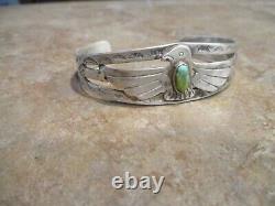 SCARCE OLD Fred Harvey Navajo Sterling Turquoise APPLIED THUNDERBIRD Bracelet