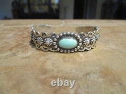 SCARCE OLD Fred Harvey Navajo Sterling Turquoise Reverse Punch CONCHO Bracelet