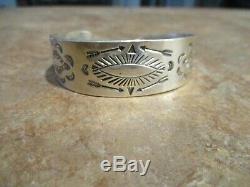 SPECIAL OLD Fred Harvey Era Navajo Coin Silver WHIRLING LOG Repousse Bracelet