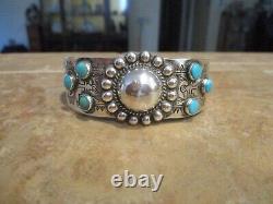 SPECIAL Old 1940's Fred Harvey Navajo Sterling Silver Turquoise CONCHO Bracelet
