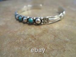SPECIAL Old Fred Harvey Era Navajo Sterling SILVER ARROW Turquoise Row Bracelet