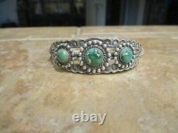 SPECIAL Old Fred Harvey Navajo Sterling CARICO LAKE Turquoise Concho Bracelet