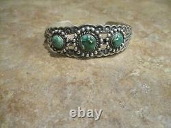 SPECIAL Old Fred Harvey Navajo Sterling CARICO LAKE Turquoise Concho Bracelet