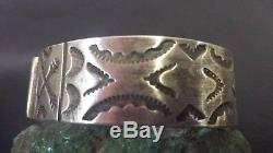 STERLING SILVER WHIRLING LOGS TURQUOISE CUFF BRACELET Fred Harvey era