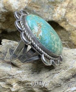 STUNNING! BIG, Fred Harvey Era Sterling Silver & Spiderweb Turquoise Ring, 11.1g