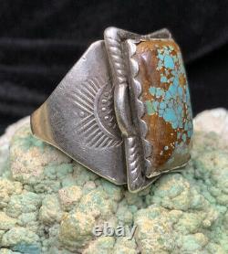 STUNNING! Fred Harvey Era, Sterling Silver & Spiderweb Number 8 Turquoise Ring
