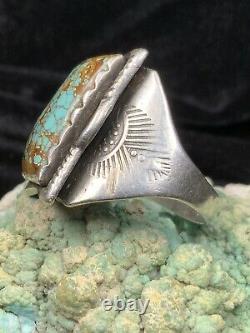 STUNNING! Fred Harvey Era, Sterling Silver & Spiderweb Number 8 Turquoise Ring