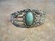 Scarce Old Fred Harvey Era Navajo Indian Handmade Coin Silver Turquoise Bracelet