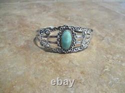 Scarce OLD Fred Harvey Era Navajo INDIAN HANDMADE Coin Silver Turquoise Bracelet