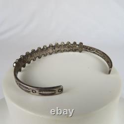 Signed Fred Harvey Sterling Silver and Turquoise Studded Bracelet Cuff