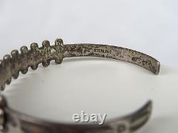 Signed Fred Harvey Sterling Silver and Turquoise Studded Bracelet Cuff
