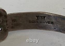 Signed IH COIN SILVER Fred Harvey Era Turquoise CROSSED ARROWS LIZARDS Bracelet