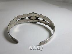 Signed Silver Products Fred Harvey Era Turquoise Coin Silver Stamped Bracelet L2
