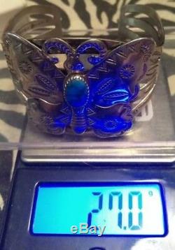 Silver Turquoise Fred Harvey Era Bell Trading Post Navajo Butterfly Bracelet