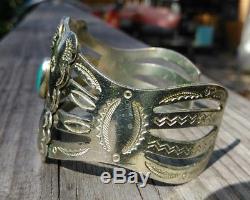 Silver Turquoise Fred Harvey Era Navajo Butterfly Bracelet