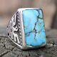 Size 9.5 Mens Turquoise Ring Fred Harvey Era Old Pawn Navajo Silver Southwest