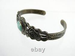 Southwestern Fred Harvey Era Sterling Silver Turquoise Cuff Bracelet 6 Inches