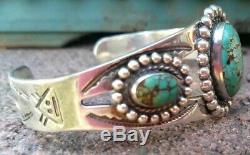 Spiderweb Turquoise Vintage Navajo Fred Harvey Sterling Silver Cuff